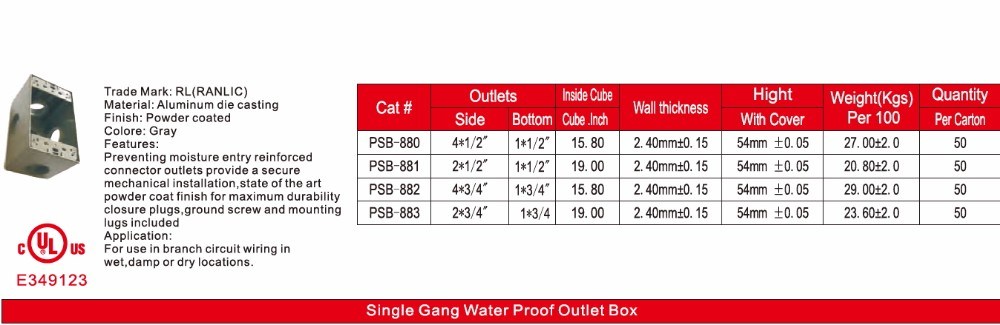 Single Gang Waterproof Outlet Box
