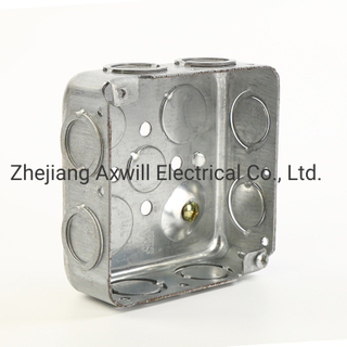 Square Steel Outlet Box with Grounding Terminal 1-1/2 & 2-1/8" Depth UL Listed