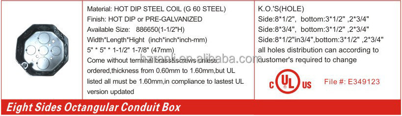 UL Listed Malleable Iron Metal Electric Outlet Box Size, Floor Outlet Box